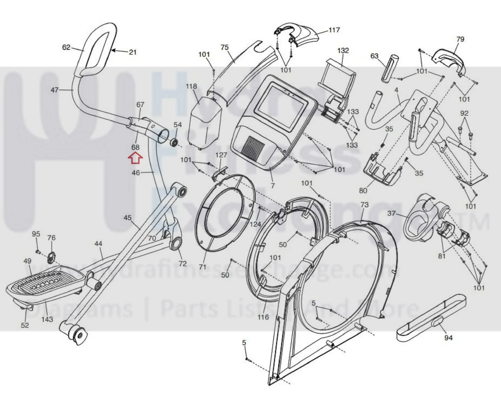 Nordictrack Proform 14.9 12.9 9.9 E9.0 Elliptical Left Arm Rear Cover 397076 - Image 3