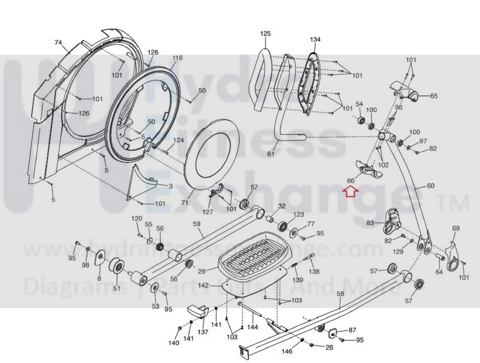 Nordictrack Proform 14.9 12.9 9.9 E9.0 Elliptical Right Arm Rear Cover 397078 - Image 4