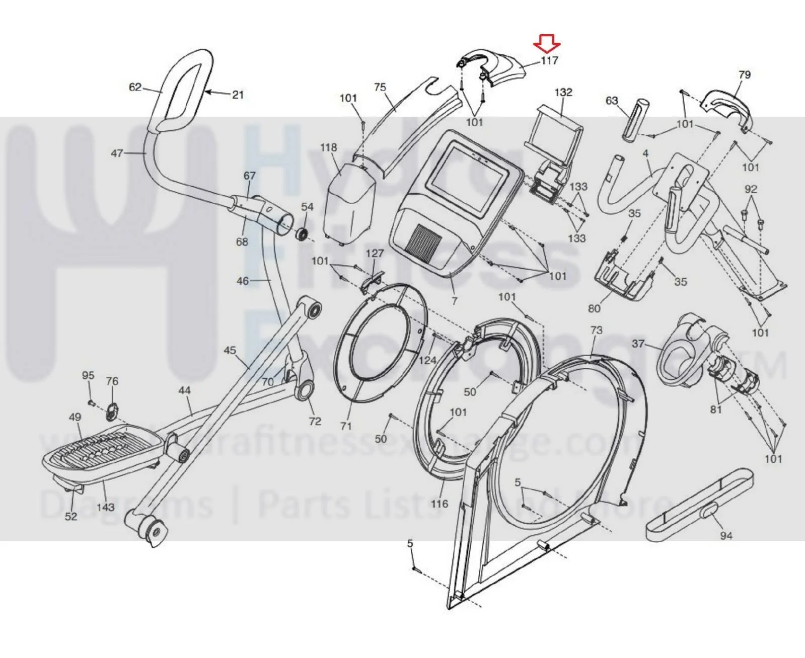 Used Nordictrack Proform 14.9 12.9 E 7.5Z E7 9.9 Elliptical Front Shield Cover 393829 - Image 4