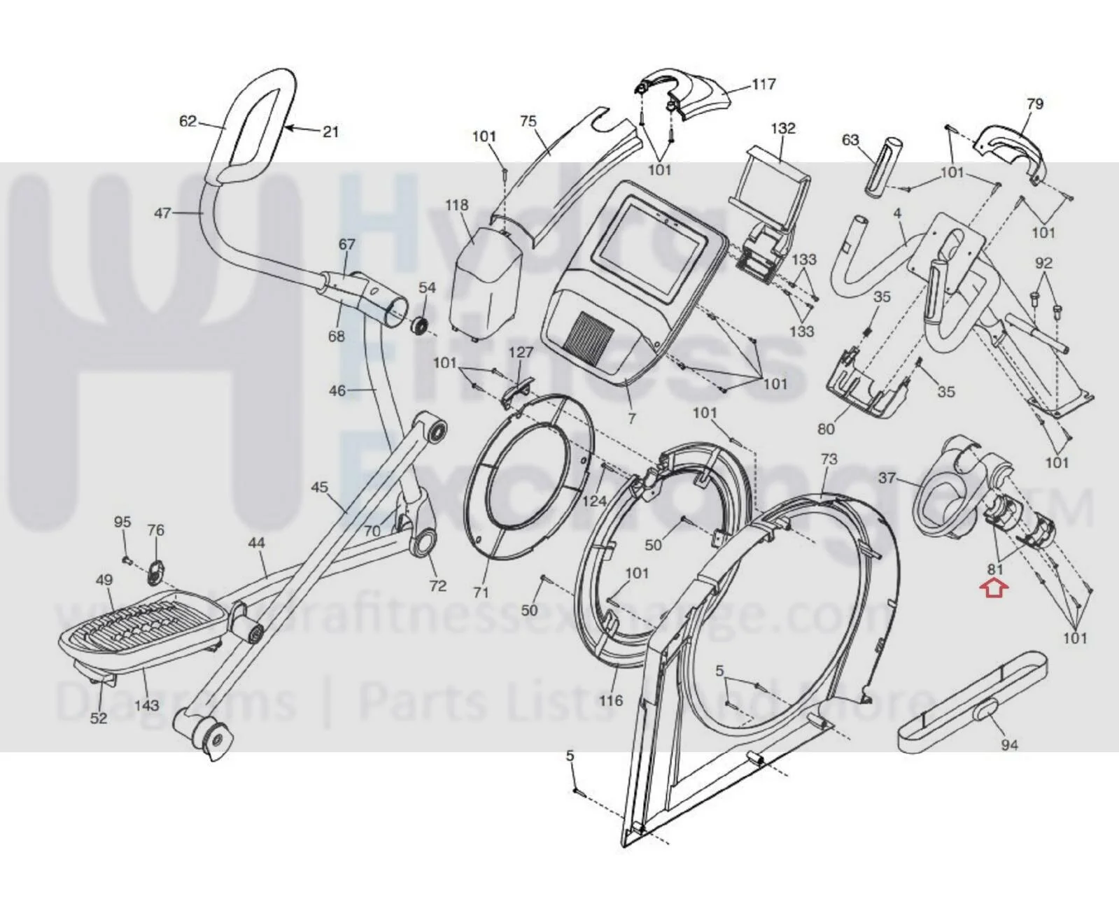 Nordictrack Proform 14.9 12.9 E 7.5Z E7 9.9 Elliptical Lower Tray Cover 393307 - Image 2