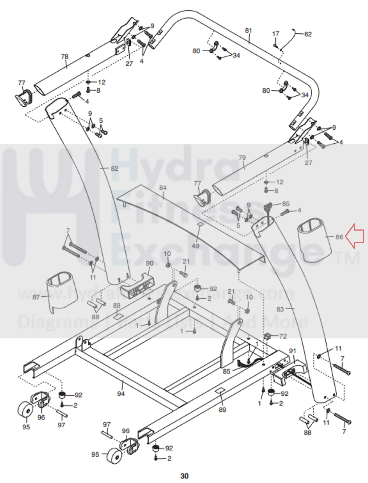 NordicTrack Proform A2550 A2750 Pro 610 RT Treadmill Right Upright Cover 300290 - Image 2