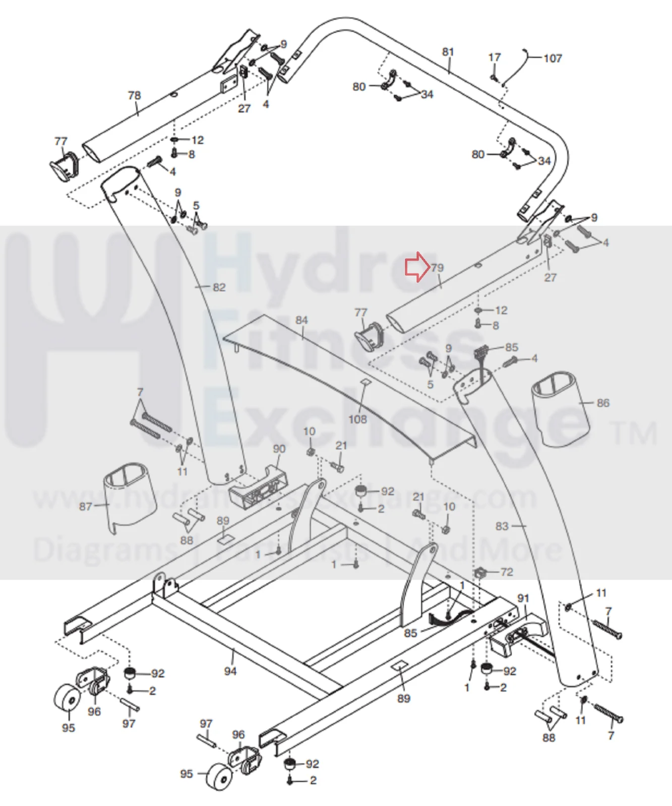 NordicTrack Proform A2550 Pro 610 RT Treadmill Right Handrail 290669 - Image 2