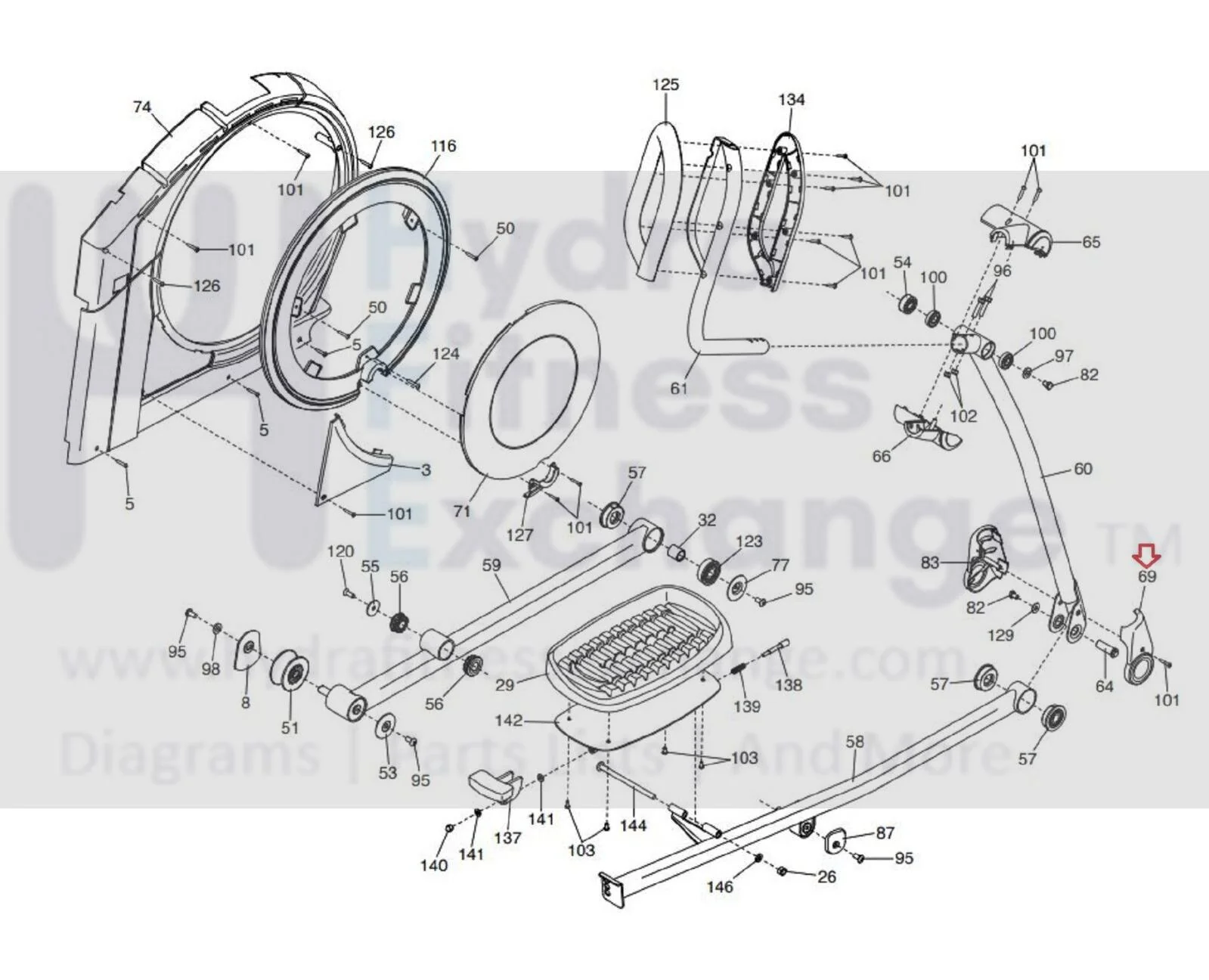 Nordictrack ProForm E 7.5Z 12.9 14.9E9.0 Elliptical Right Leg Outer Cover 394391 - Image 4