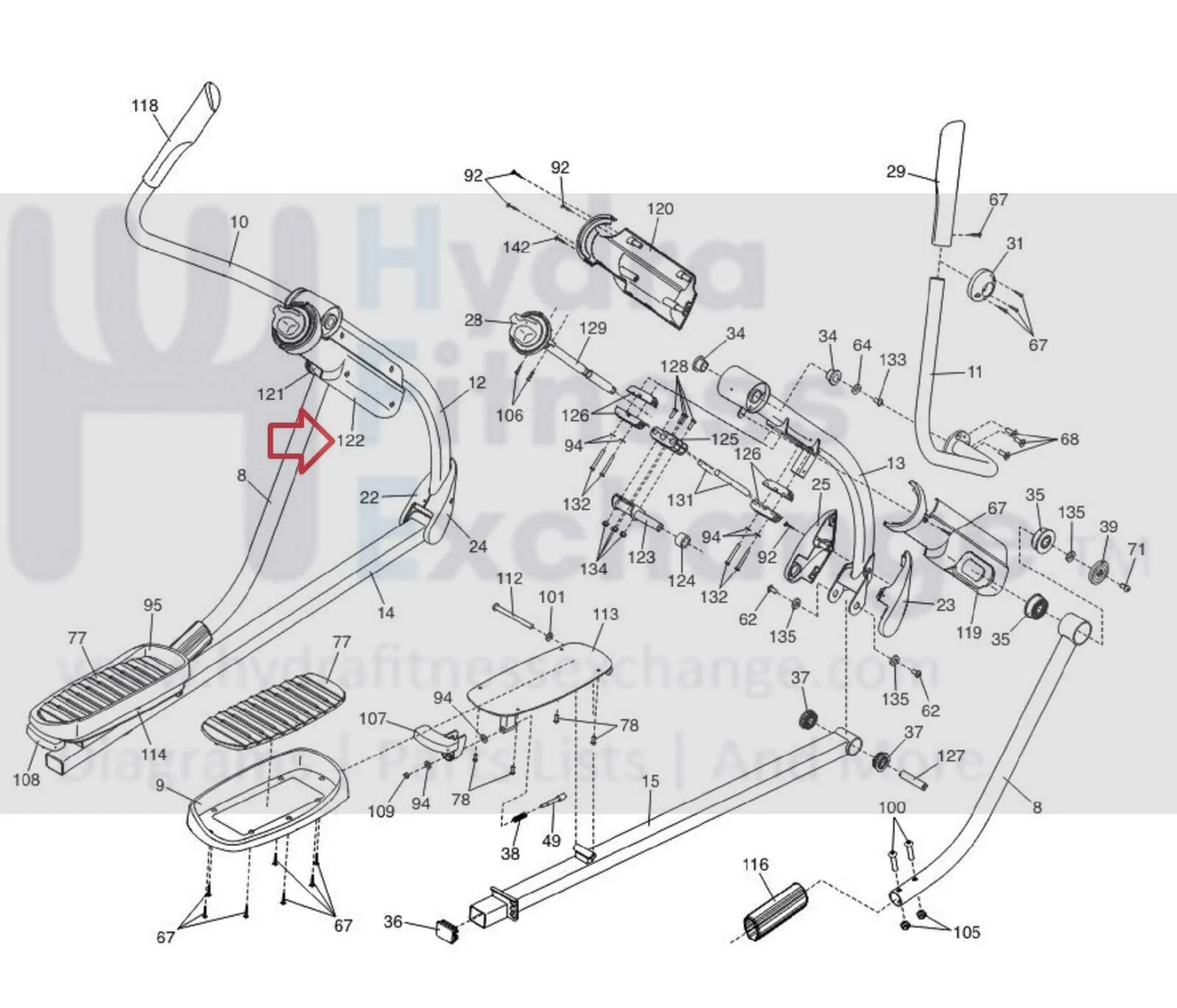 NordicTrack Proform Elliptical Left Inner Adjustment Cover 359646 - Image 2