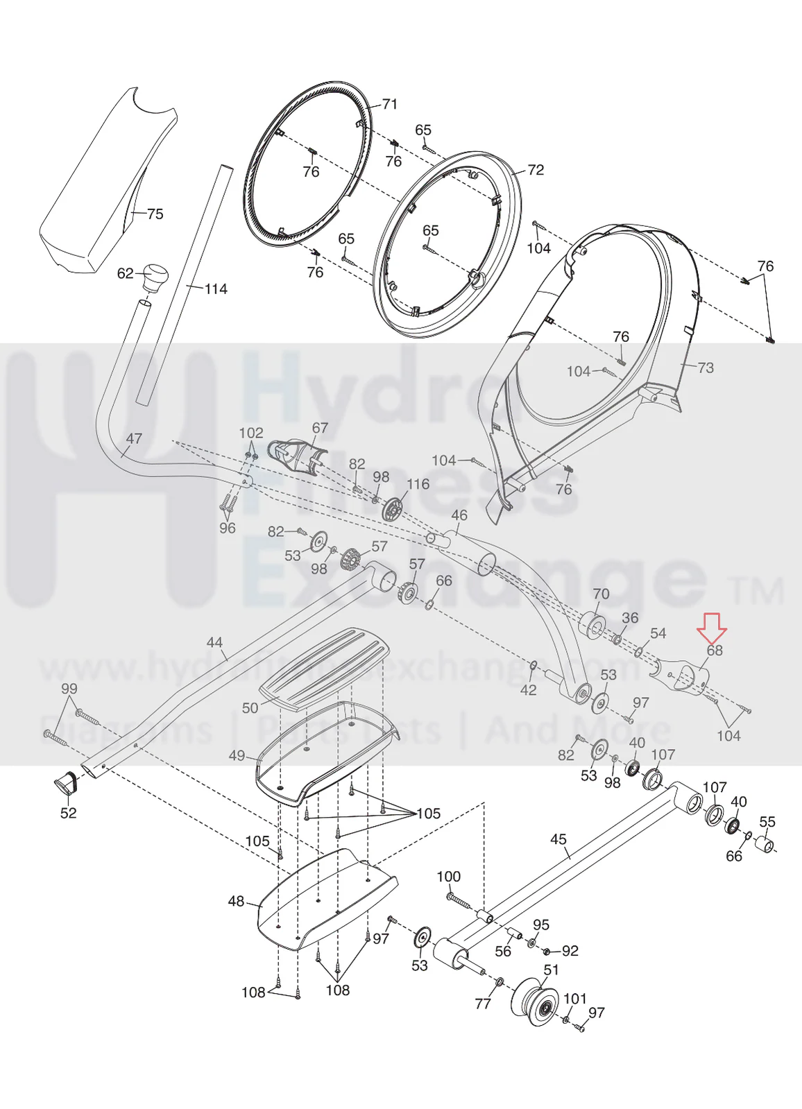 NordicTrack Proform Epic Elliptical Handlebar Inner Cover 271015 - Image 2