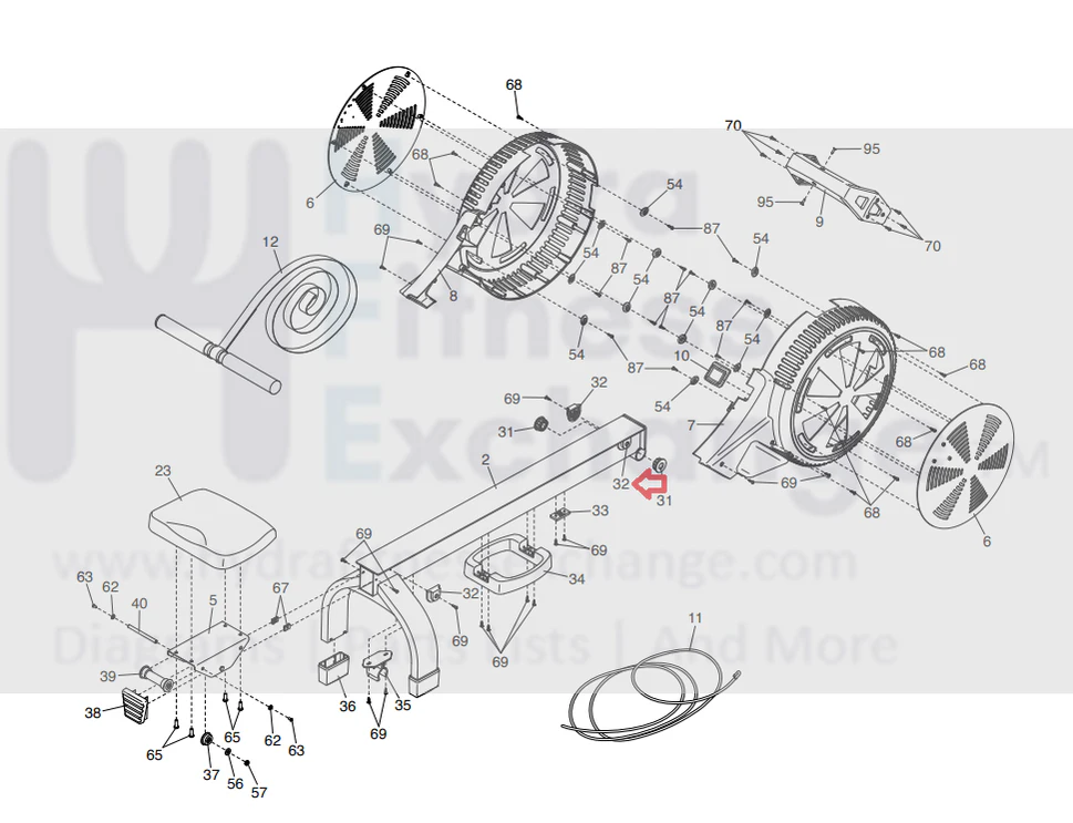 NordicTrack ProForm RX800 RW200 RW900 RW500 RW600 R600 550R Rower Stopper 363166 - Image 2