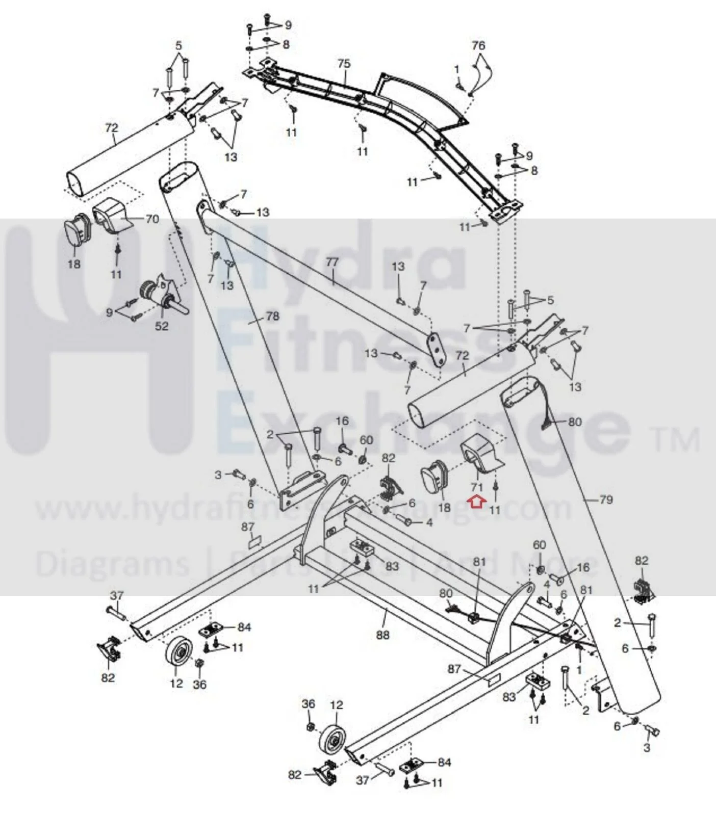 Nordictrack ProForm T 6.7 S C700 C590 400i Treadmill Right Handrail Cover 394608 - Image 2