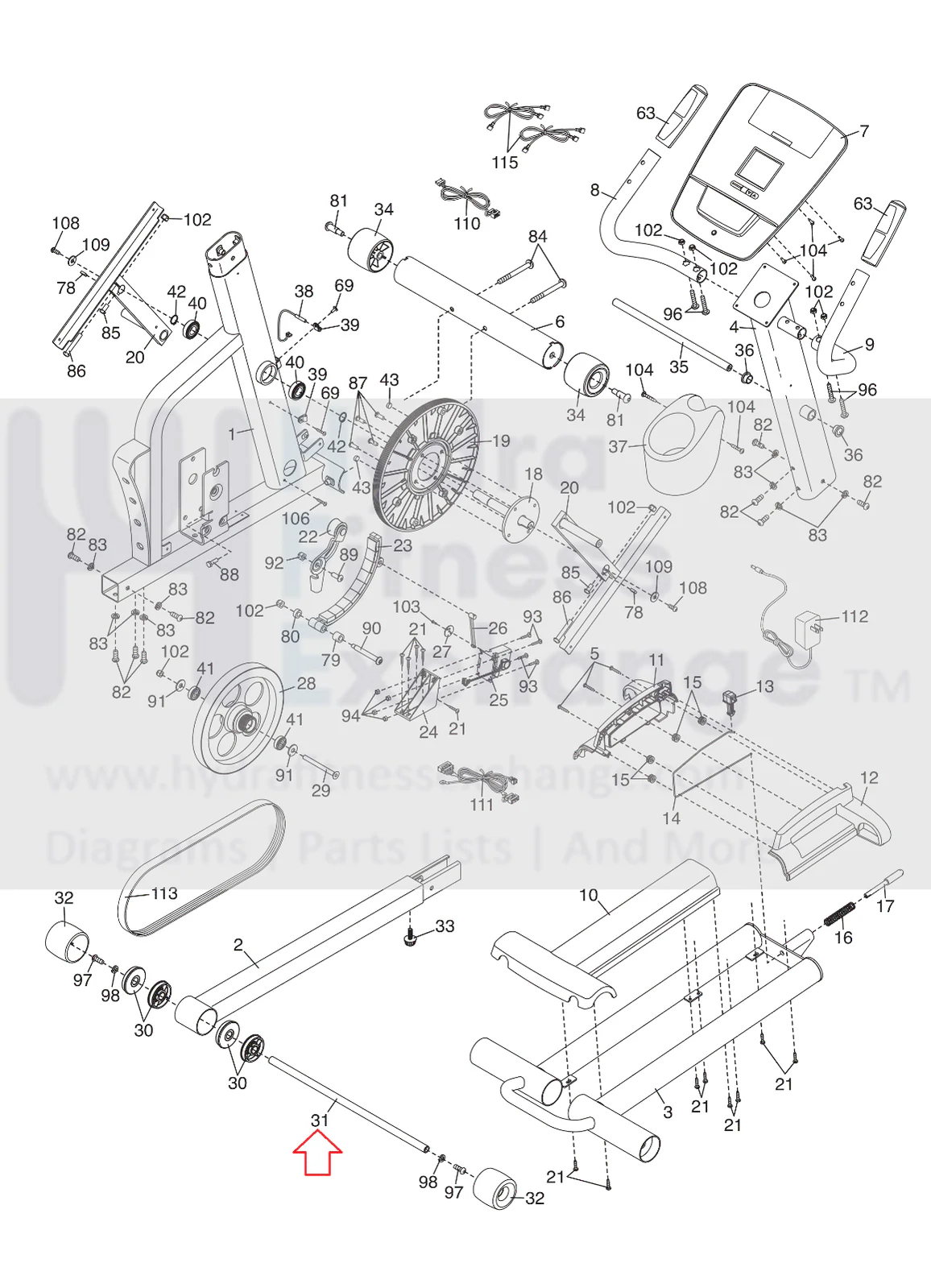 NordicTrack Proform Weslo Elliptical Stabilizer Axle 270995 - Image 2
