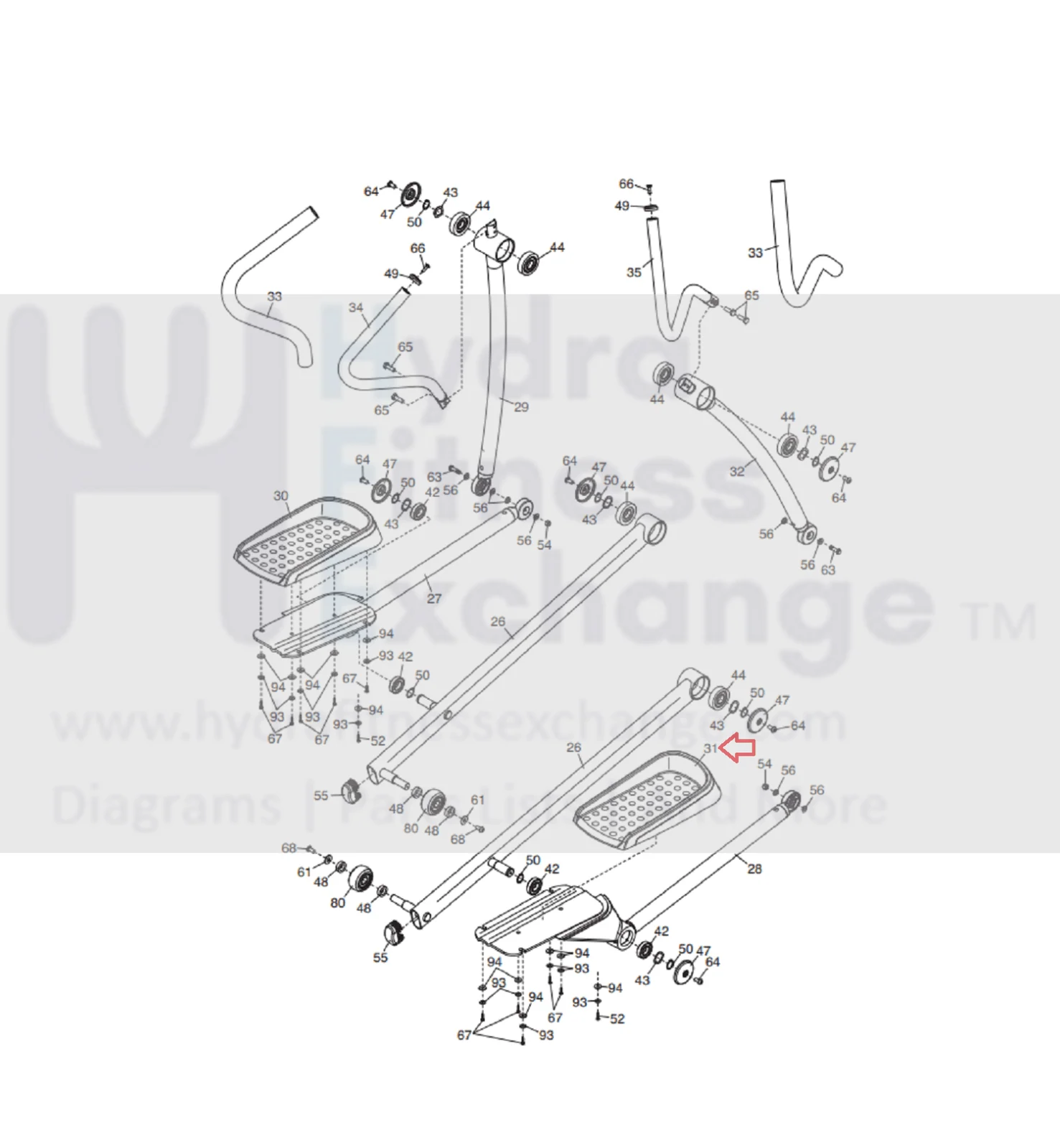 Nordictrack Right Pedal MFR-251282 251276 Elliptical Replacement Part - Image 2