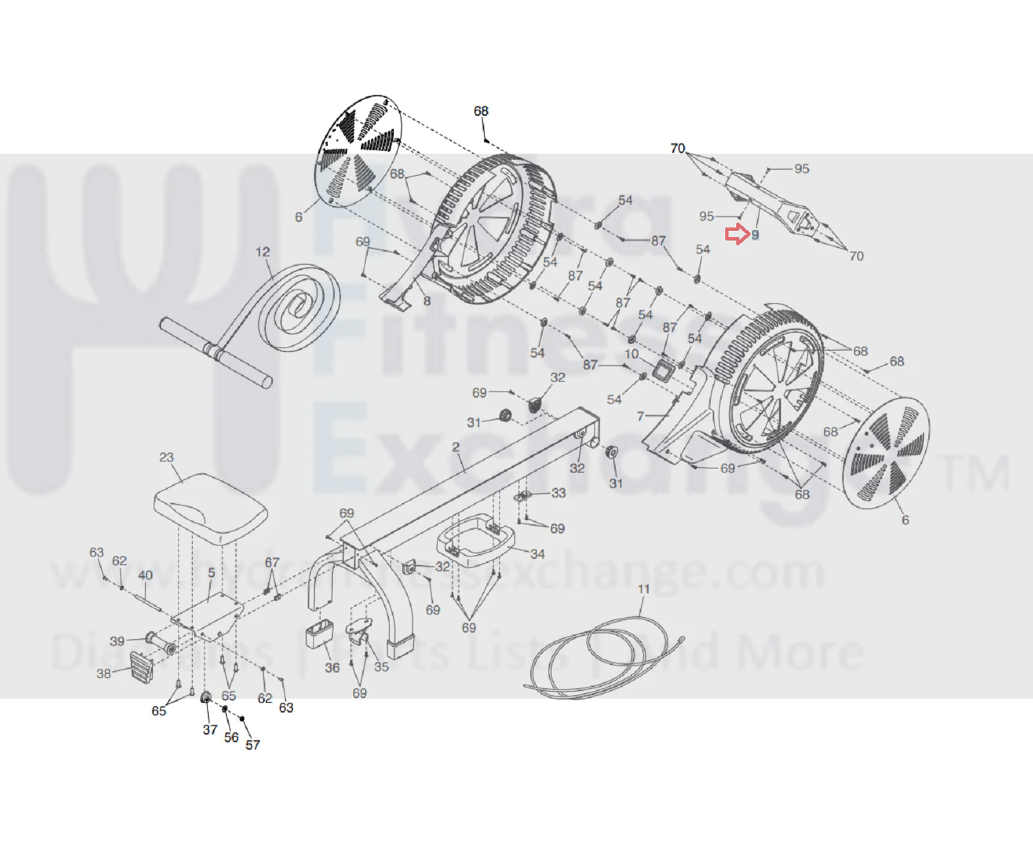 NordicTrack RW600 RW500 RW200 RX 800 RW900 RW700 Rower Resistance Handle 367821 - Image 2