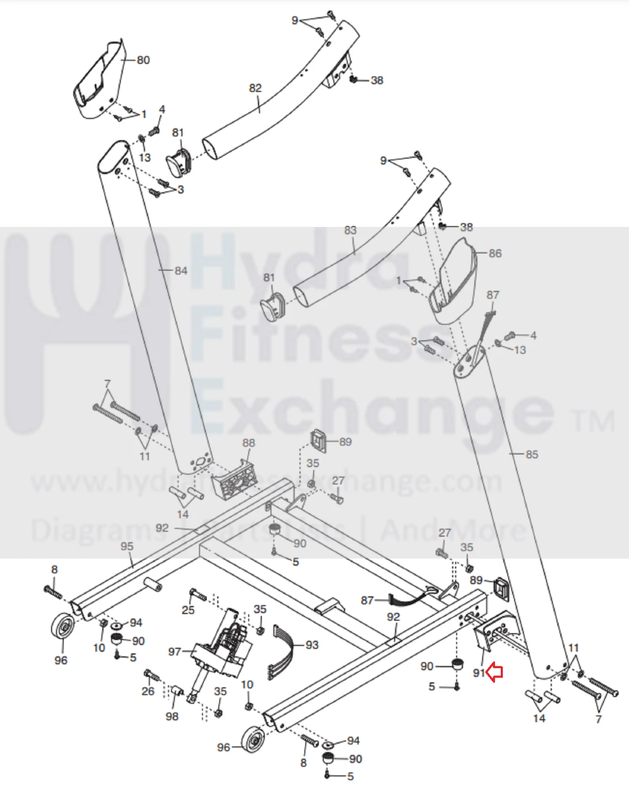 NordicTrack T5 ZI T5zi 590T ZT5 V 8.90 Treadmill Right Upright Spacer 287696 - Image 2