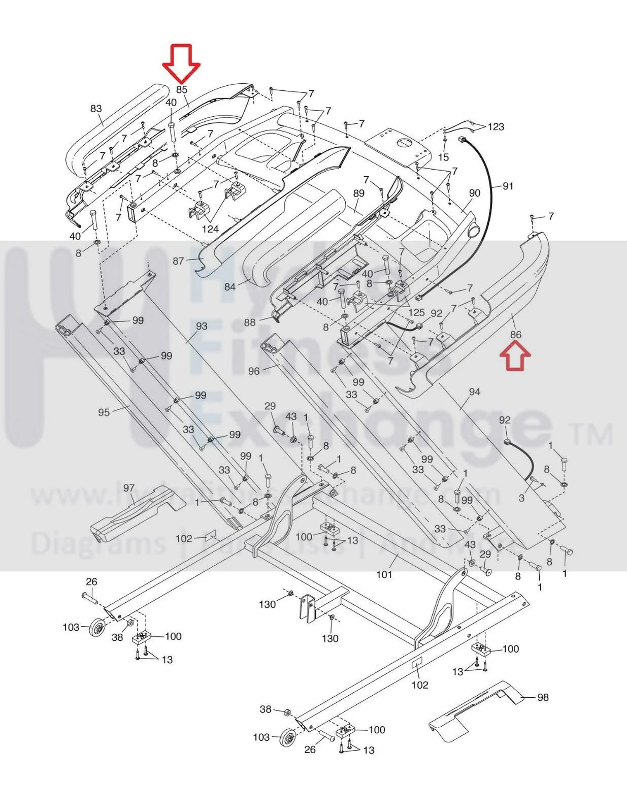 Nordictrack Treadmill Left & Right Handrail Outer Cover 445495 & 445497 - Image 3