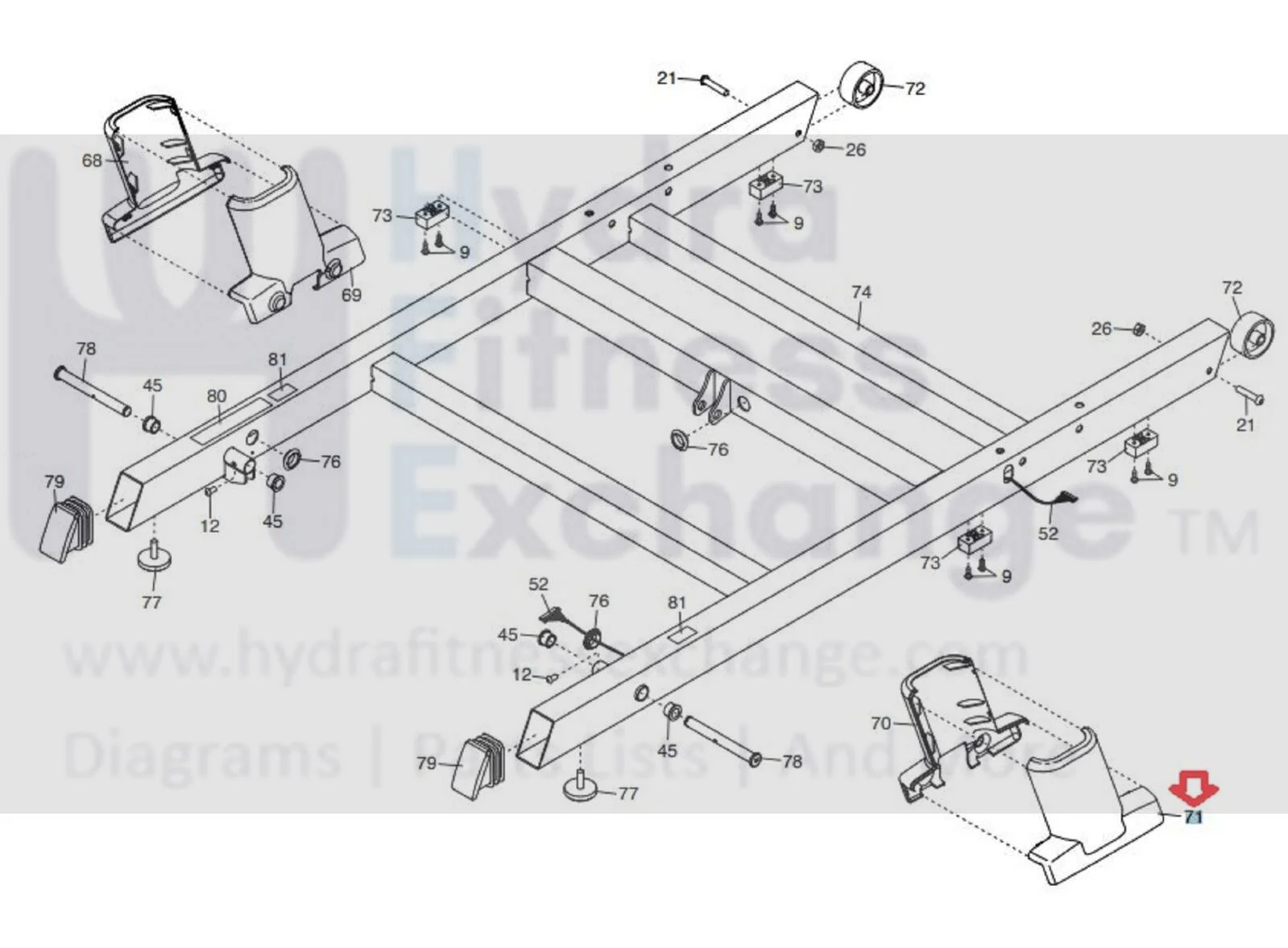 NordicTrack Treadmill Right Outside Upright Cover with Screw 426166 - Image 3