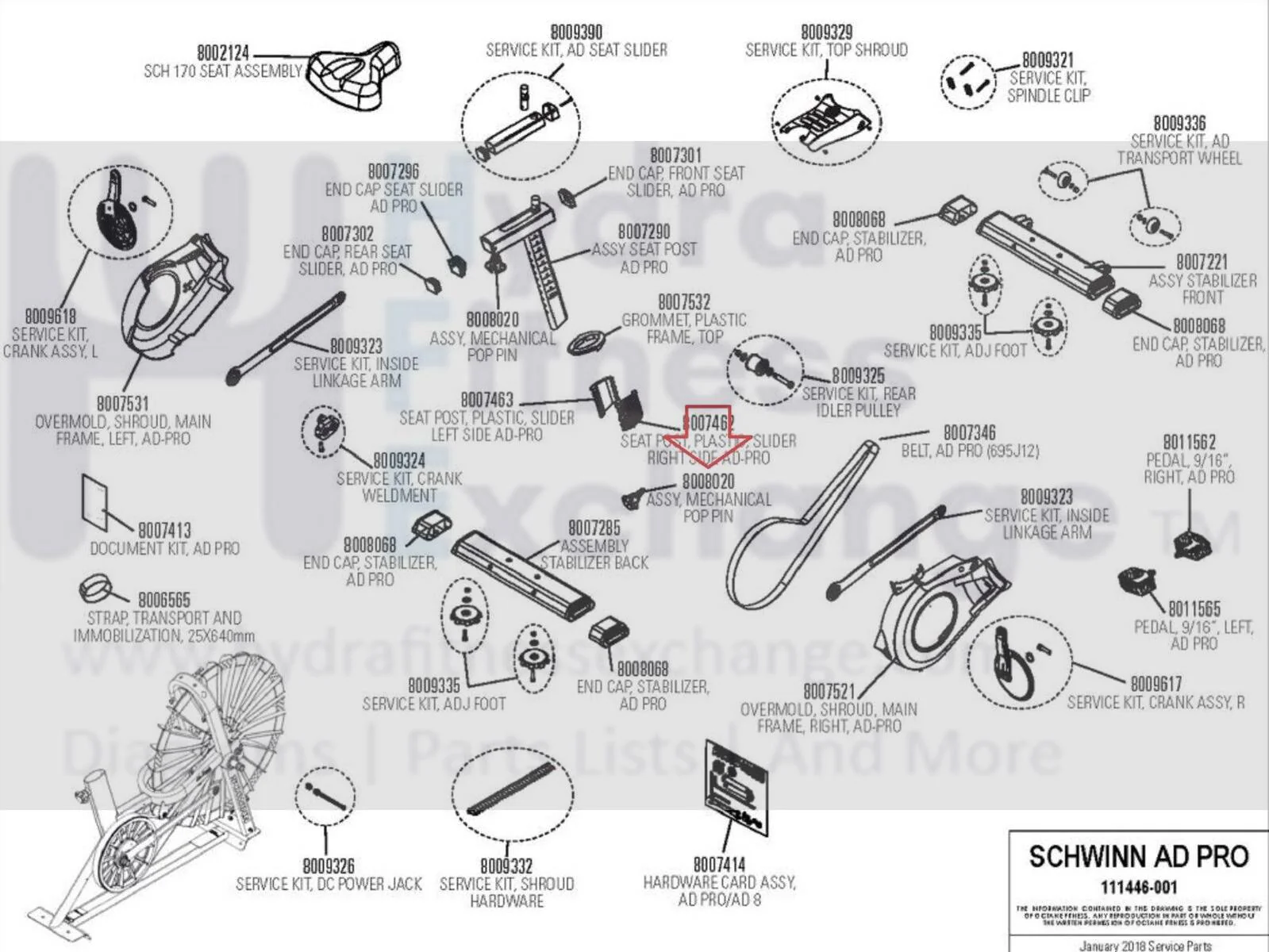 Octane Schwinn Fitness Stationary Bike Mechanical Pop Pin Assembly 8023079 - Image 2