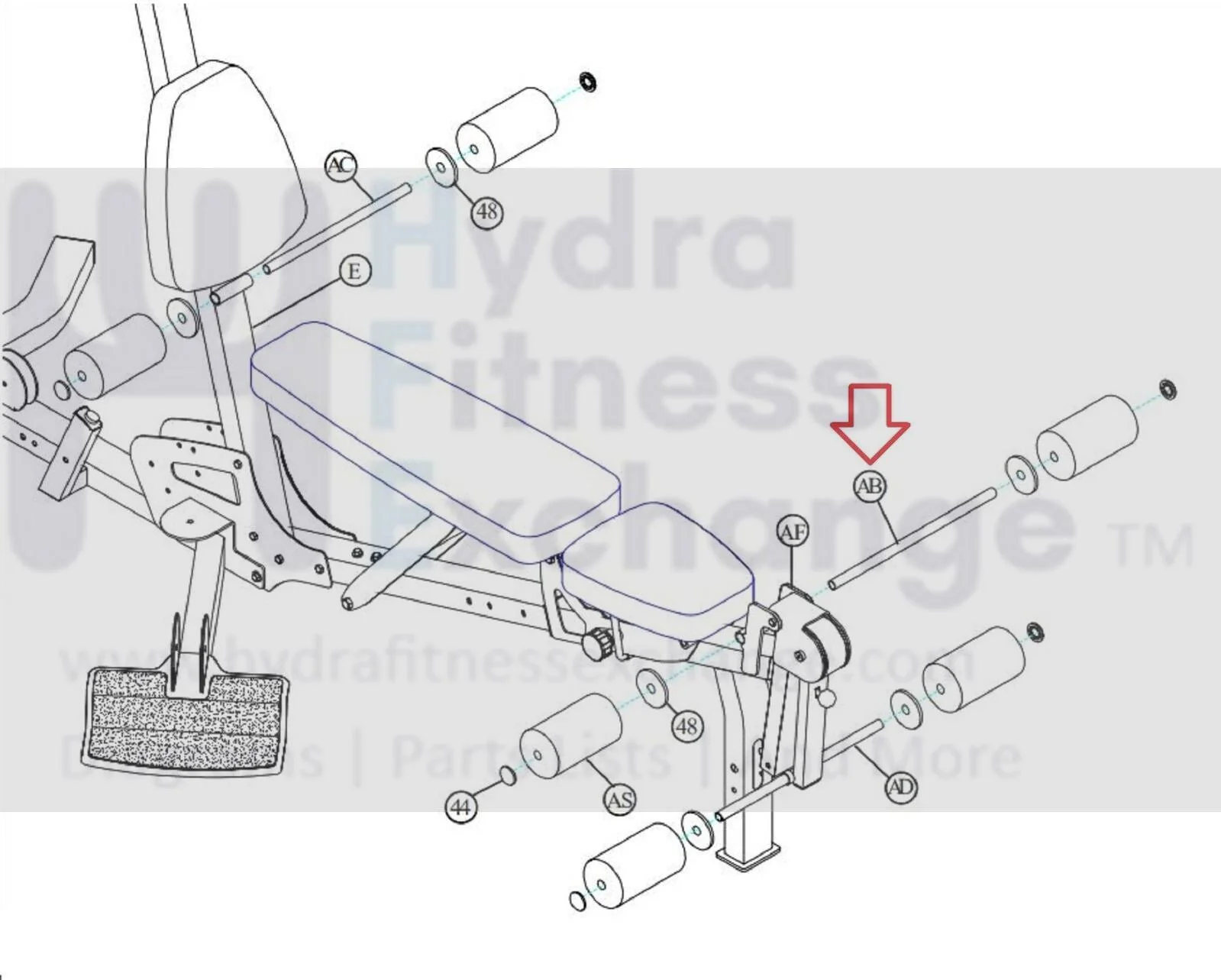 Parabody CM3 GS1 GS2 GS2-103 GS4 GS6 Home Gym Roller Pad Tube ACU01-2009 - Image 2