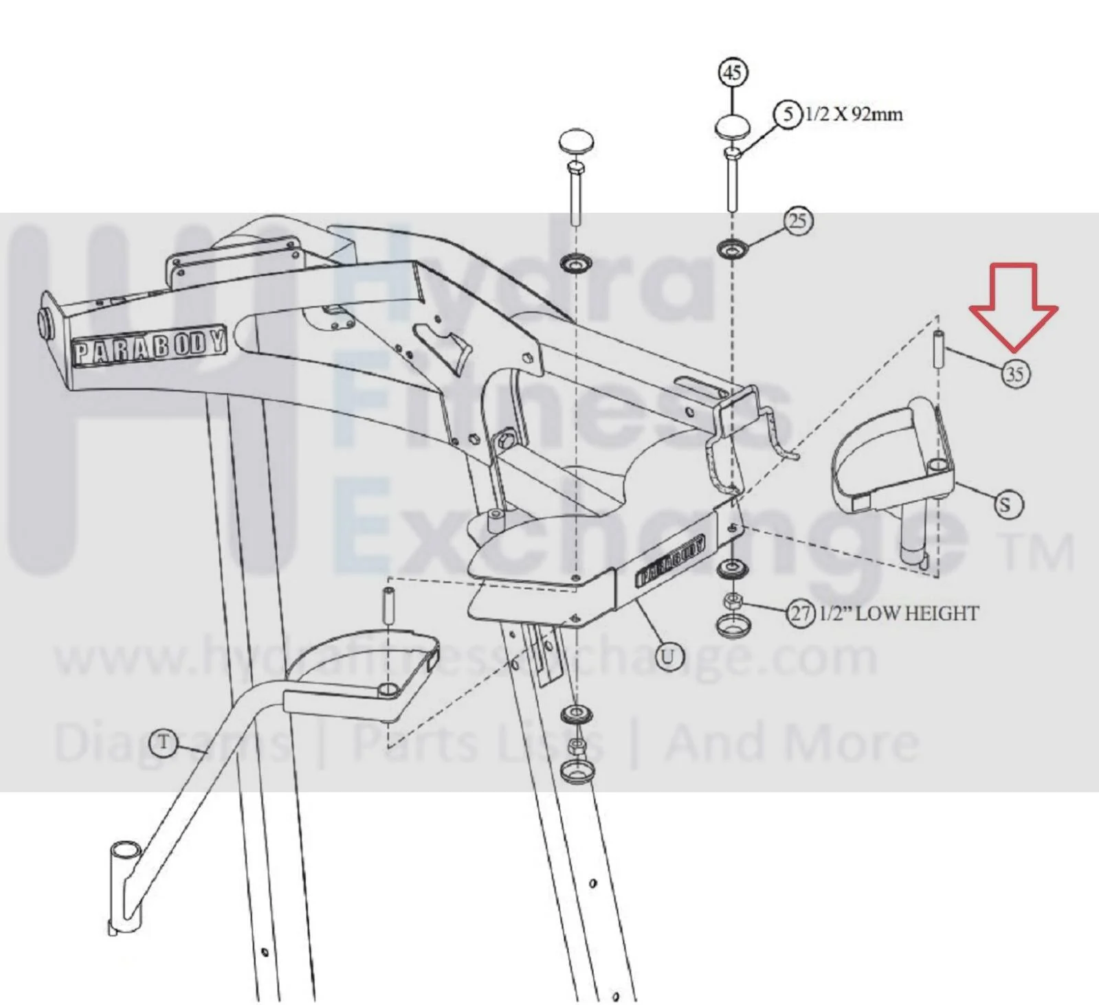 Parabody GS6 GS6-103 GS6-104 GS6-105 Home Gym Spacer 25x13.1x3L ACU05-0389 - Image 2