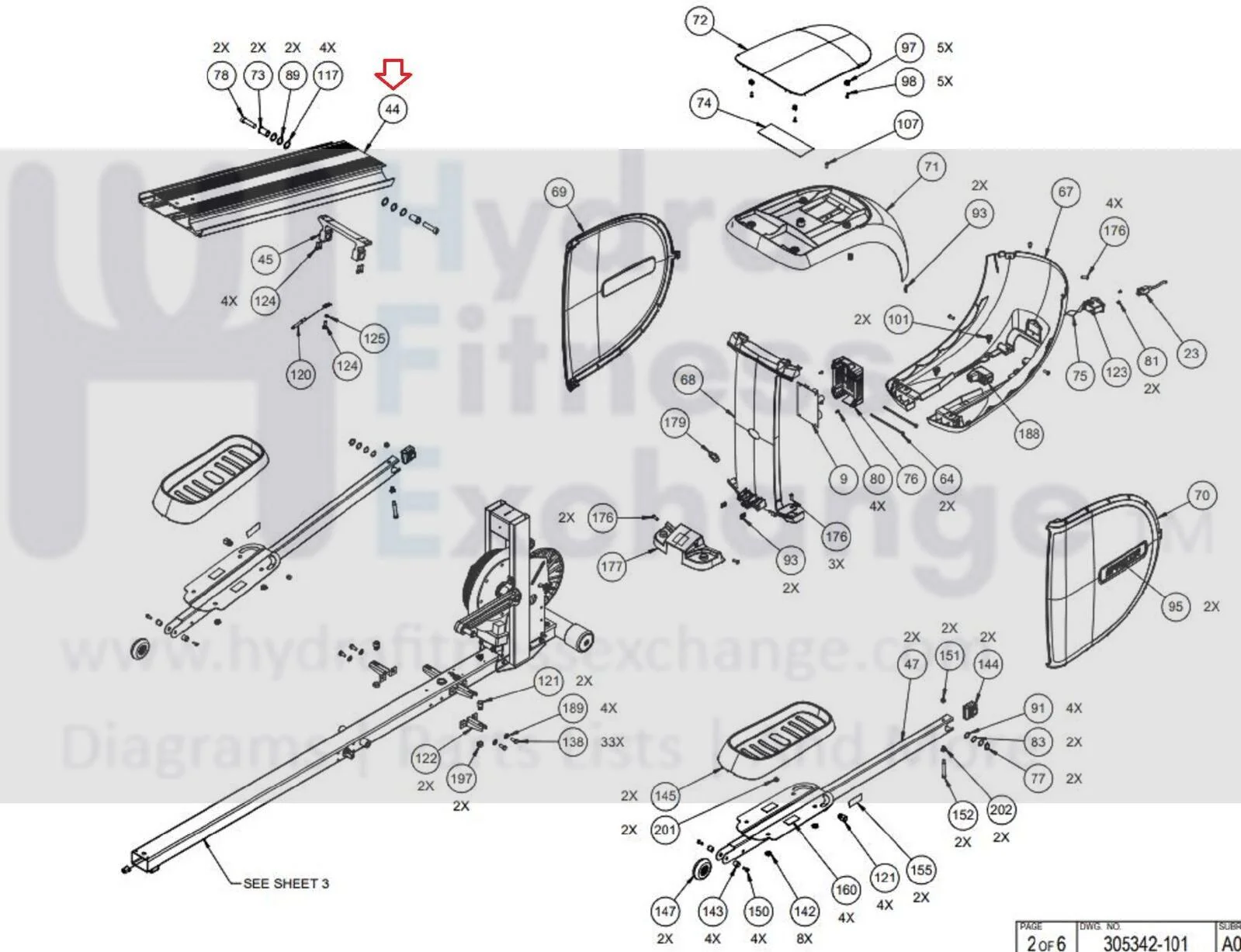 Precor 447-EFX4X7-18 Elliptical Vertical Cross Ramp Assembly PPP000000034123102 - Image 4