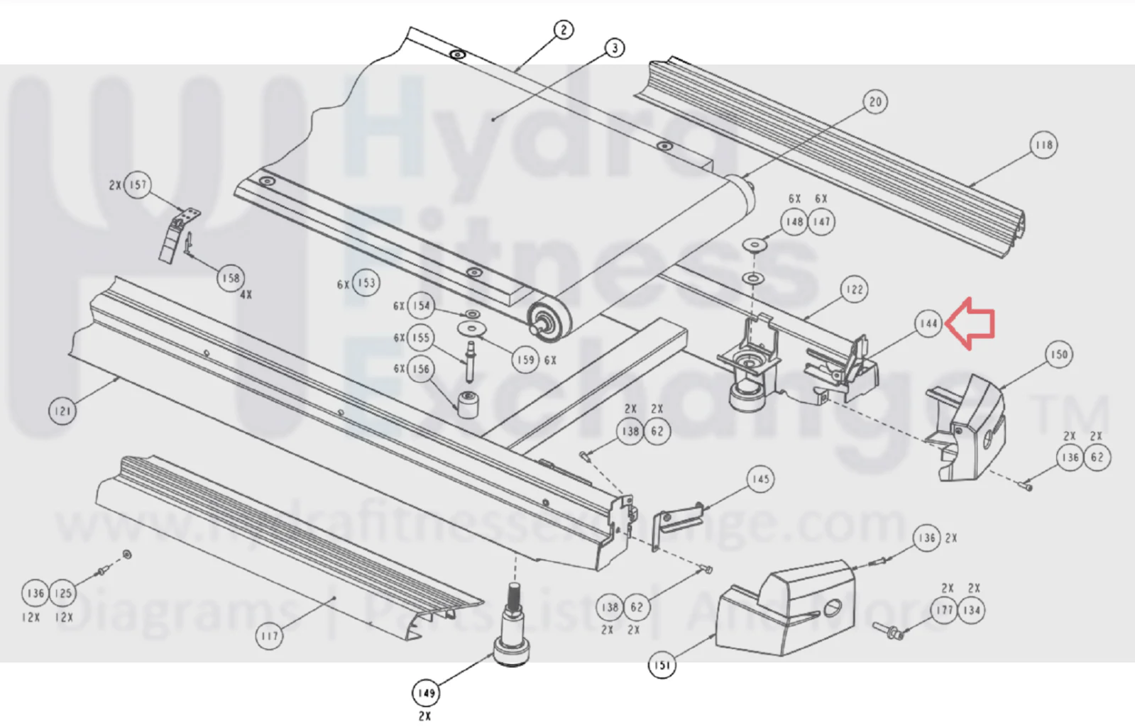 Precor 9.5x 952 954 956 Treadmill Right Rear Roller Bracket 40571-110 - Image 2