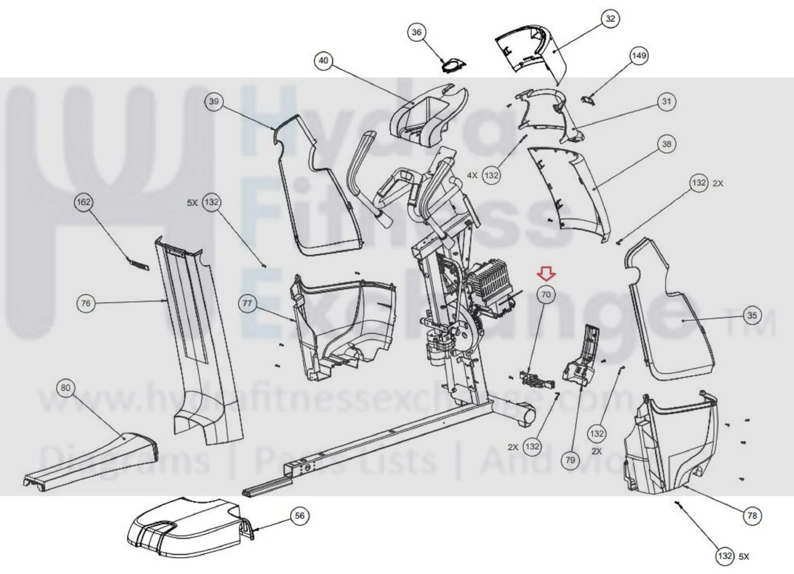 Precor AMT-12 885 823 833 835 Elliptical Plastic Spine Mount 301043-101 - Image 3