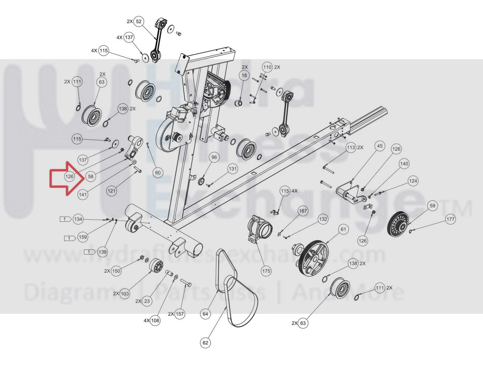 Precor Amt12 835 885 Elliptical Input Crank Assembly 301211-102 - Image 2