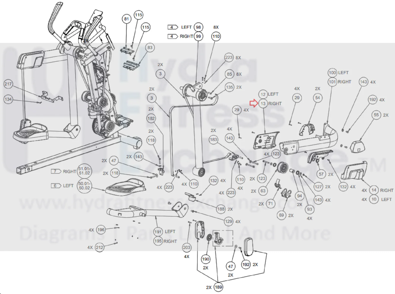 Precor AMT12 HCOM 833 835 Elliptical Right Inner Hand Grip PPP000000301040103 - Image 2