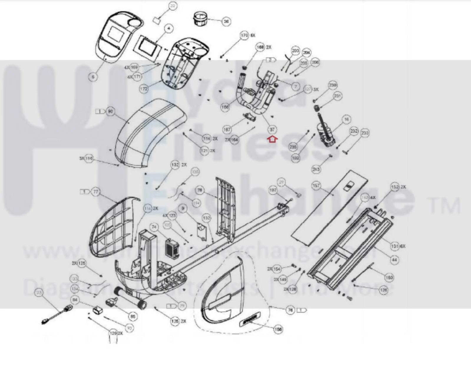 Precor EFX 5.25 5.23 Elliptical Console Mast Assembly PPP000000RX31MX000 - Image 3