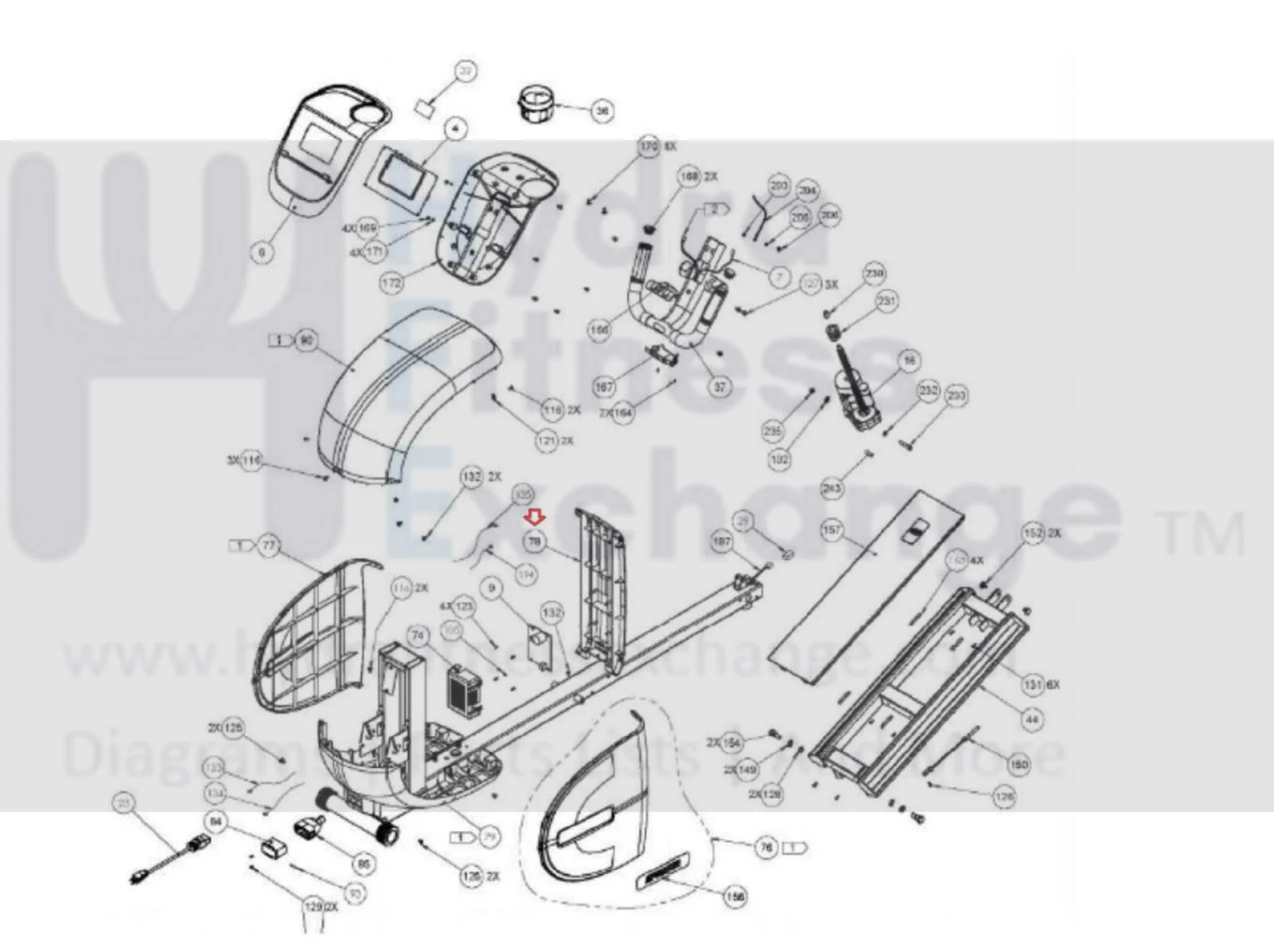 Precor EFX 5.25 523 Elliptical Front Rear Cover MFR-10H130WC PPP000000RX2S7C000 - Image 3