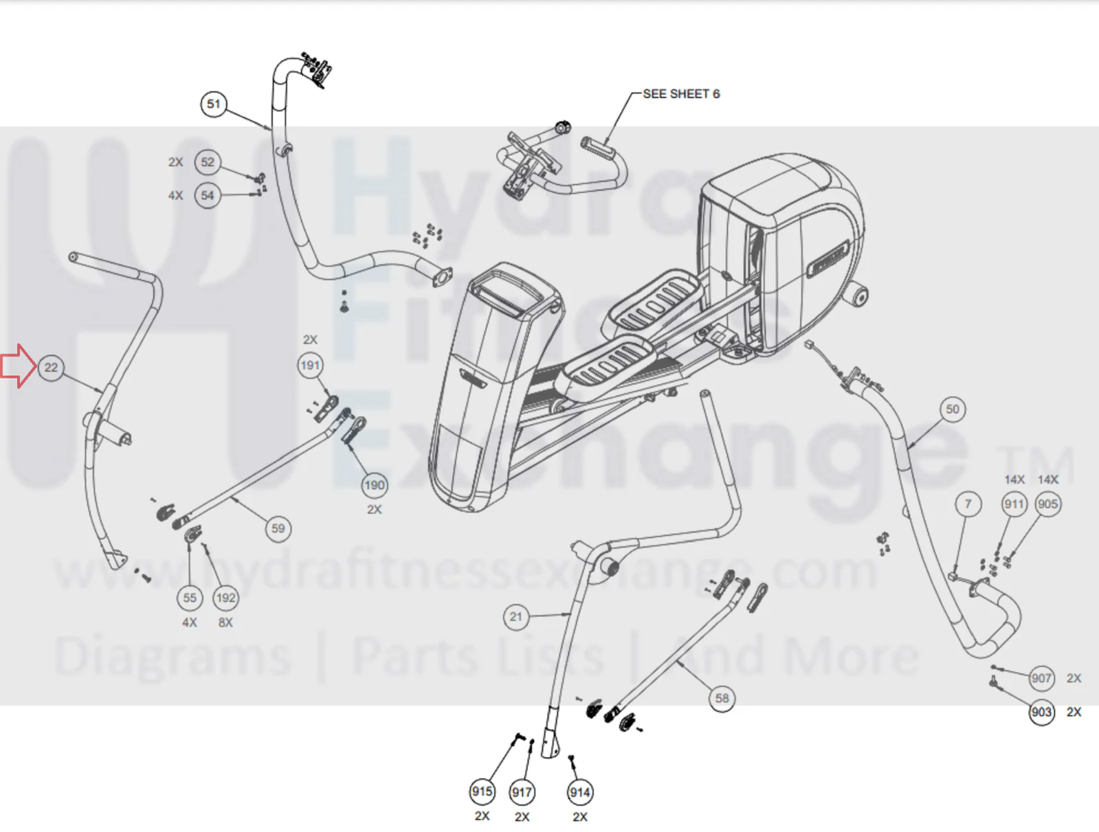 Precor EFX400-14 EFX423 Elliptical Right Moving Arm Assembly PPP000000034125110 - Image 2