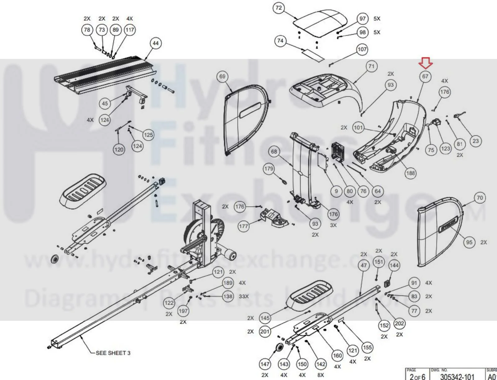 Precor EFX4X7-18 EFX400 Elliptical Top Drive Cover Assembly PPP000000034223103 - Image 4