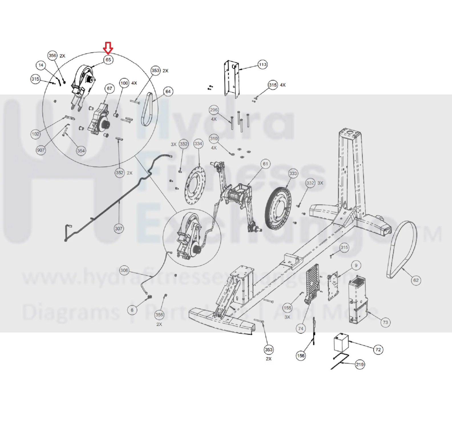 Precor EFX800 Elliptical Generator and Eddy Brake Assembly 303431-101 - Image 2