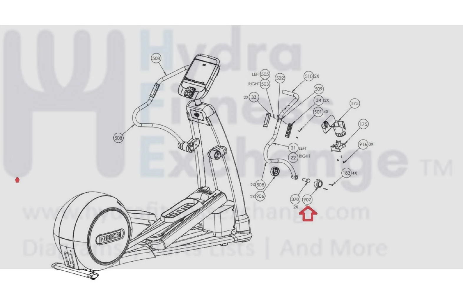 Precor Elliptical Attach Handlebar Cover 39830-105 - Image 2