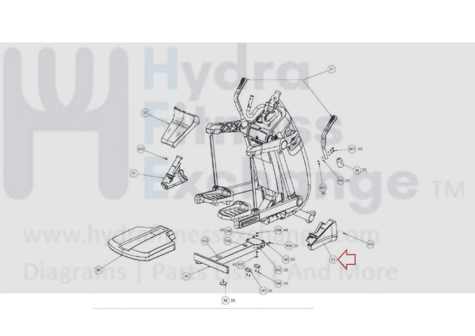 Precor Elliptical Frame Joint Right Cover 39904-101 - Image 2