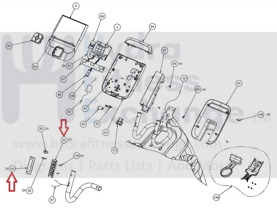 Precor Elliptical Heart Rate Pulse Grip Bottom Hand Sensor PPP000000042714102 - Image 2