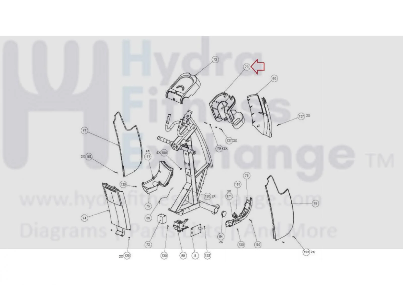 Precor Elliptical Linkage Cover Assembly 49804-103 & 39906-102 - Image 2