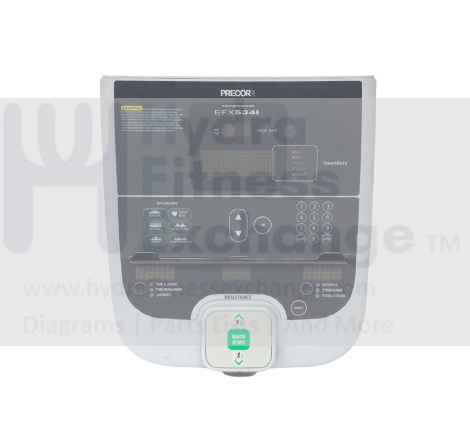 Precor Elliptical Overlay Display with 534i Circuit Board & Software 49936-101