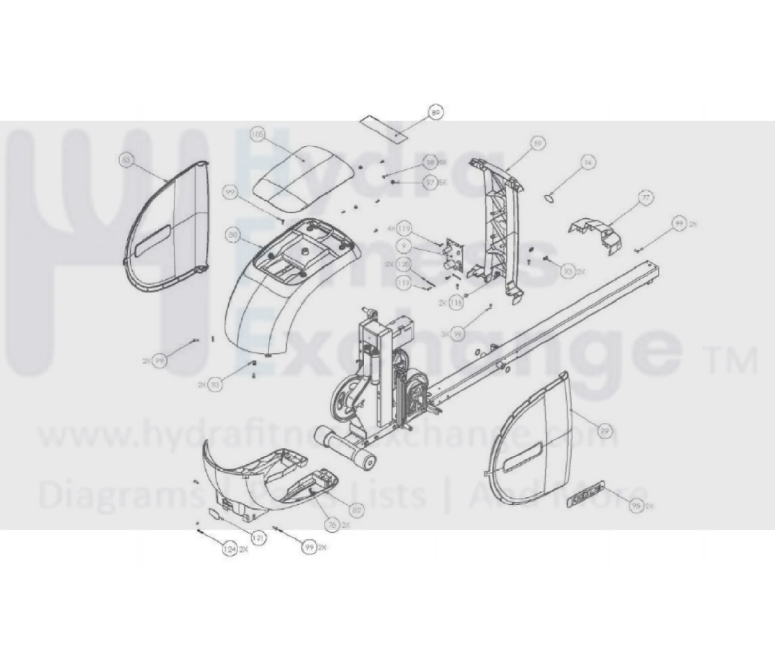 Precor Elliptical Top Vertical Drive Cover Assembly 34223-102 - Image 2