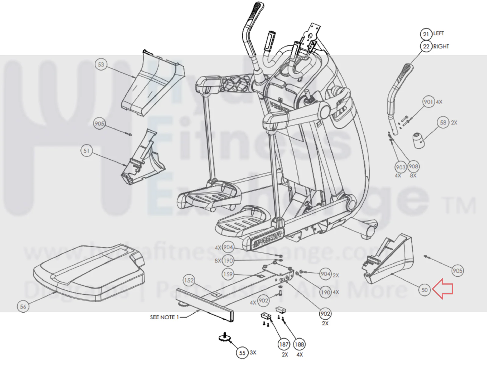 Precor Elliptical Frame Joint Right Cover 39904-101 - Image 2