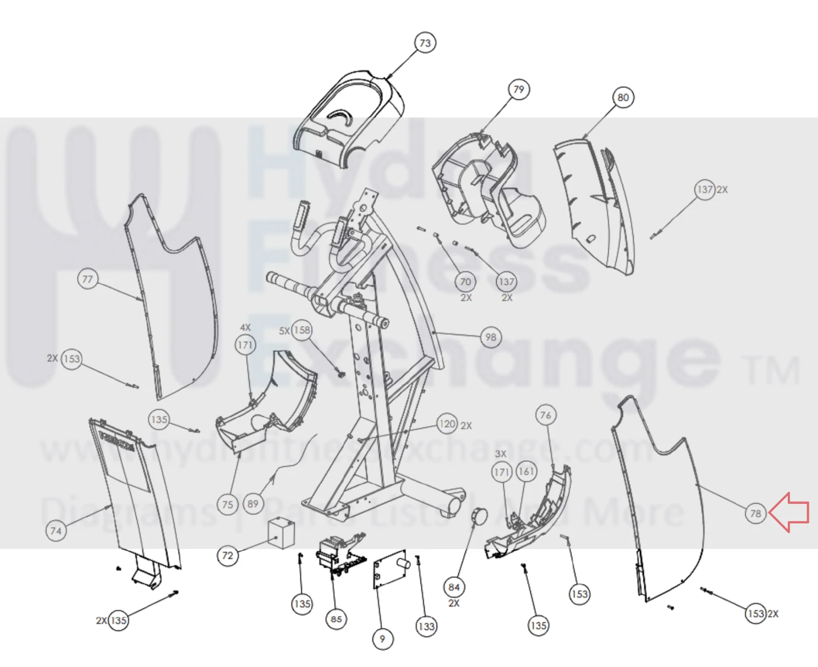 Precor Elliptical Right Side Cover 39905-104 - Image 3