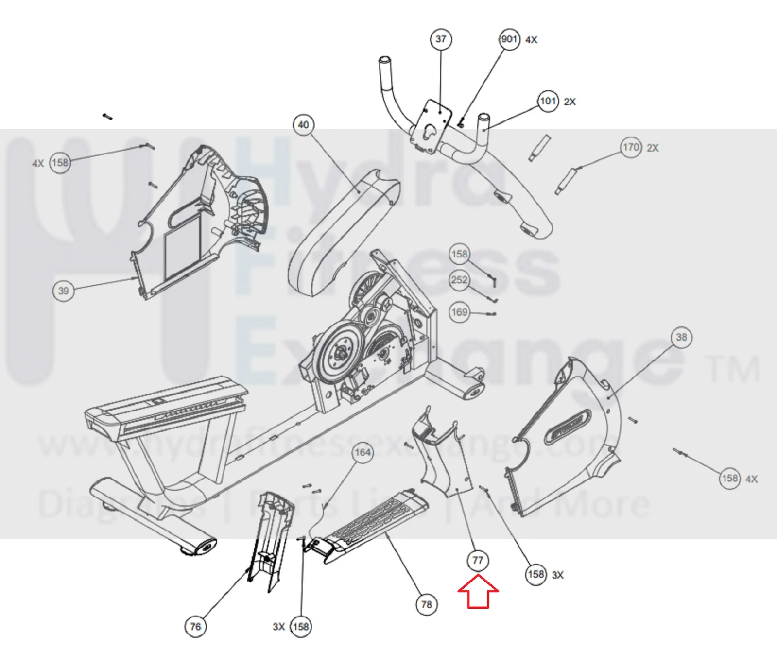 Precor RBK 815 885 RBK10 Recumbent Bike Waterfall Cover PPP000000300586101 - Image 2
