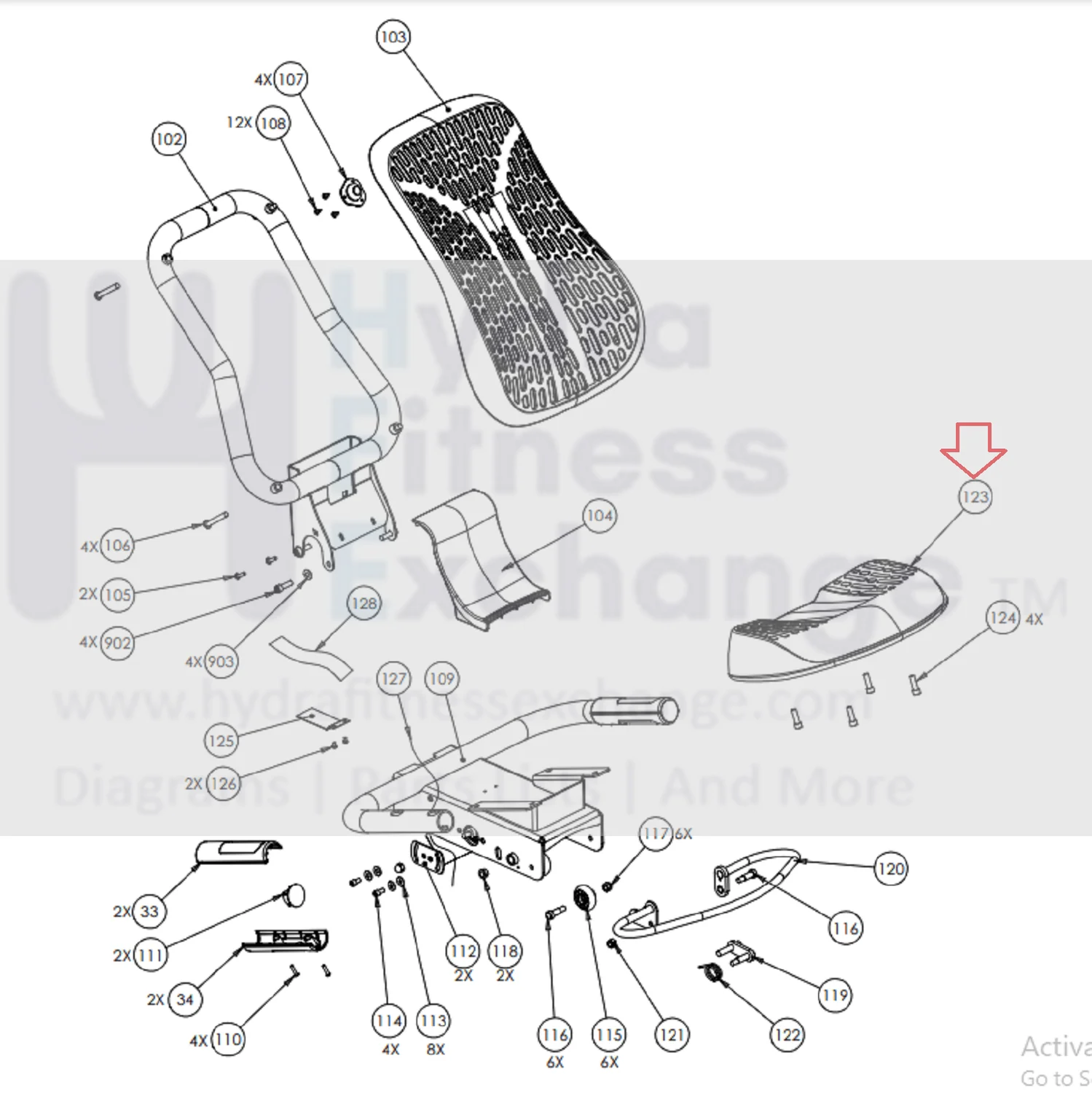 Precor RBK 885 RBK10 RBK885 Recumbent Bike Seat Bottom Pad PPP000000302708101 - Image 2