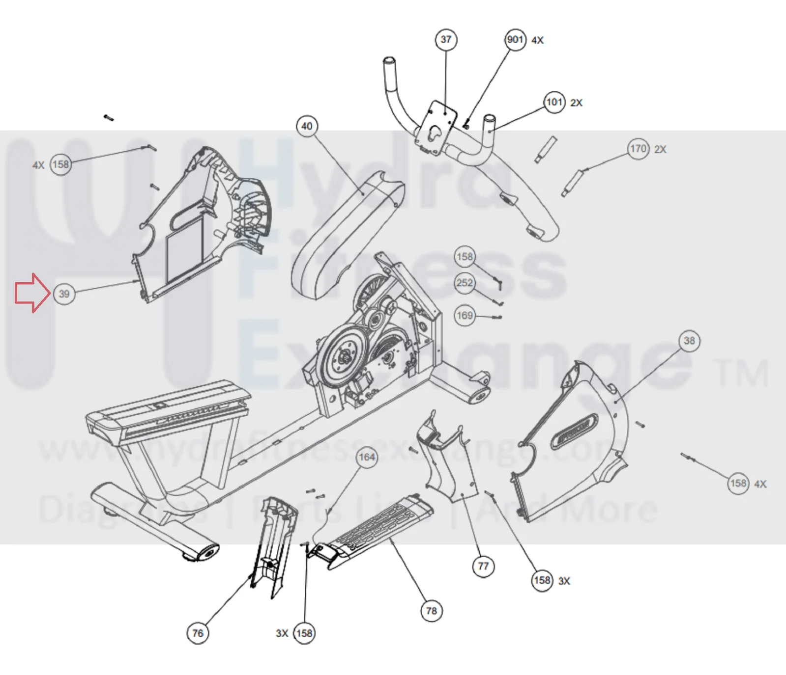 Precor RBK 885 RBK10 Recumbent Bike Left Assembly Cover PPP000000300883102 - Image 2