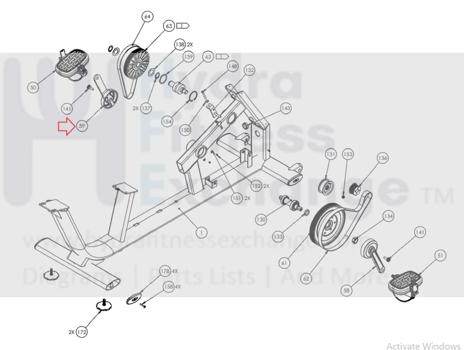Precor Recumbent Bike Left Crank Arm with Foot Pedal 300525-101 & 300527-109 - Image 3