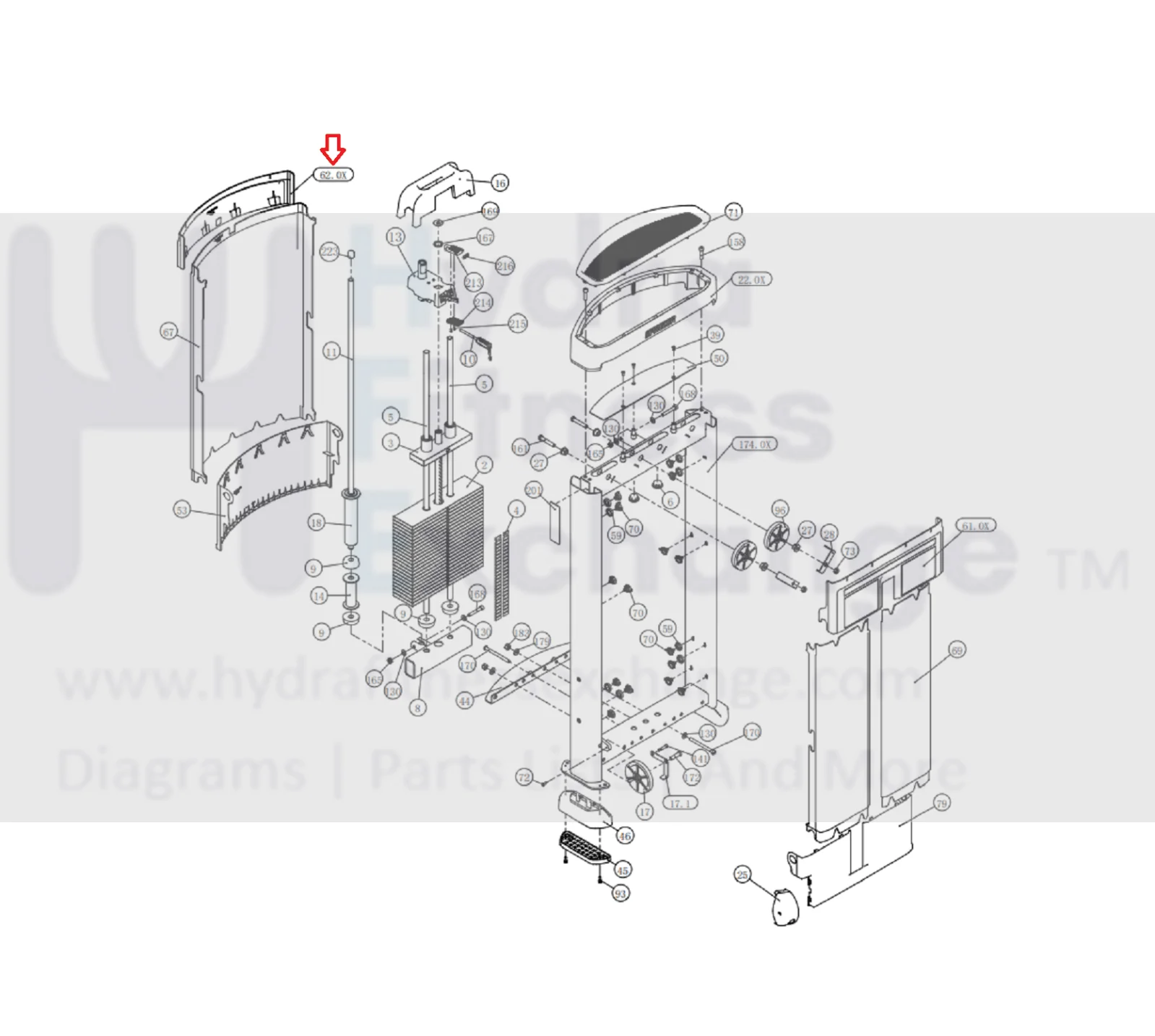 Precor Strength System Rear Upper Shroud Seated Row MFR-HSL031 & CWS046700-101 - Image 3