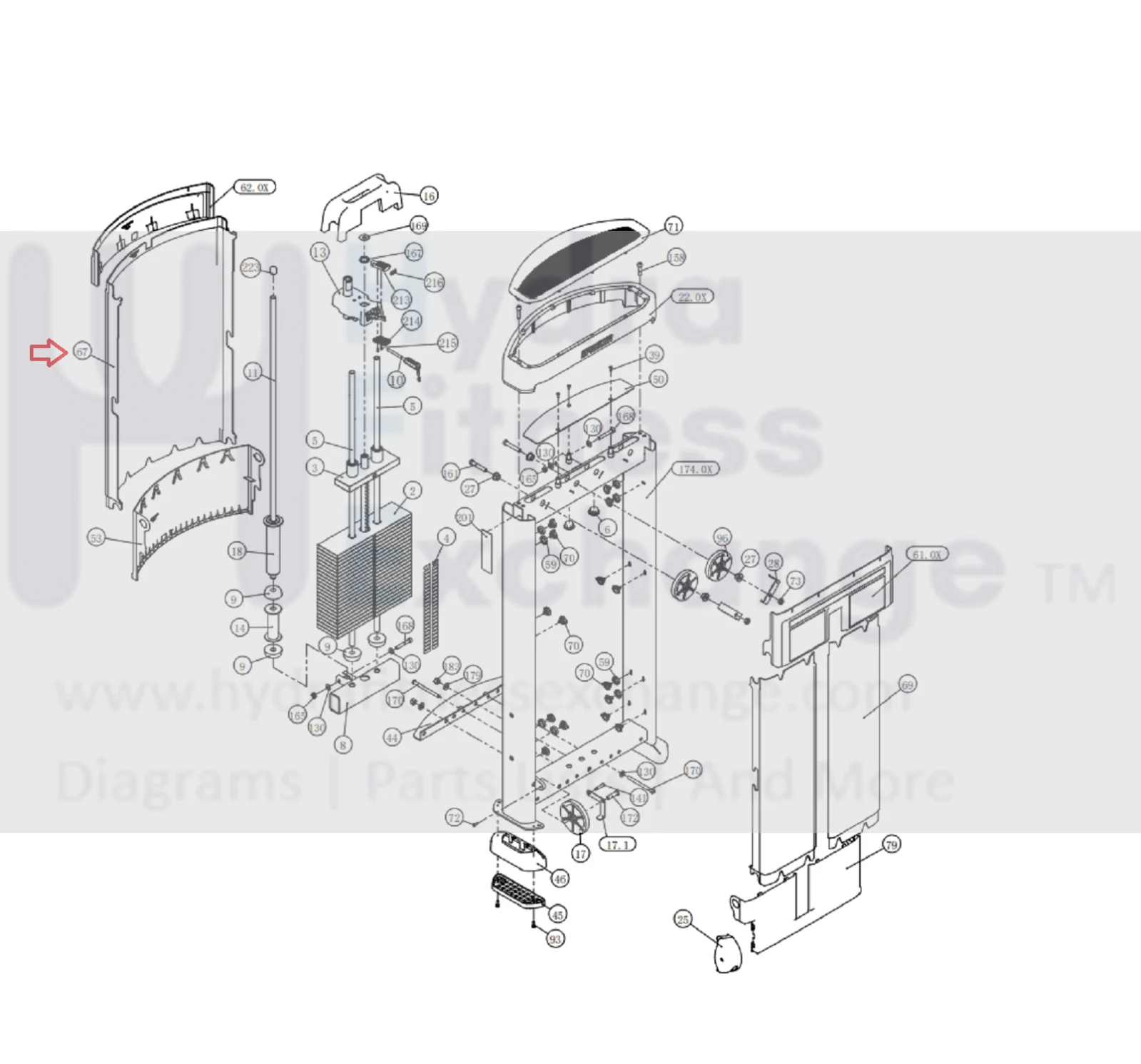 Precor Strength System Tungsten Rear Mid Shroud PPP000CWS194912101 - Image 3