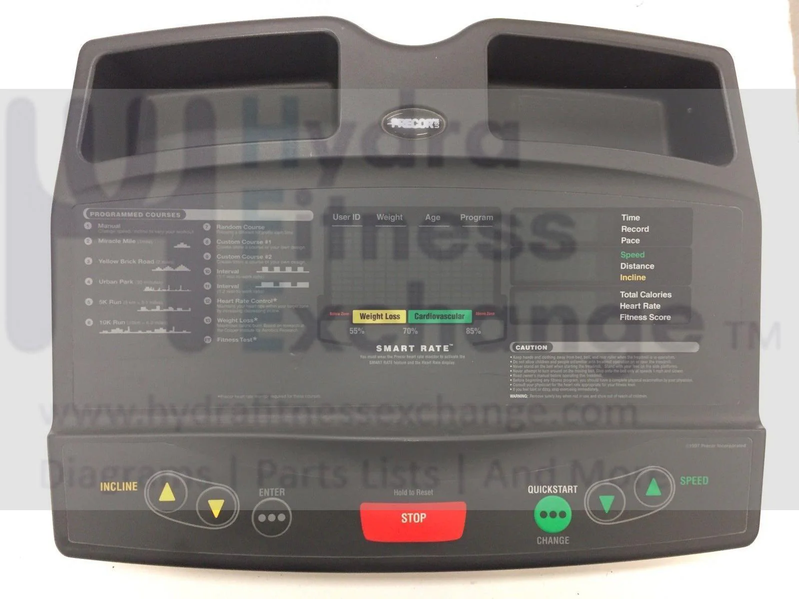 Precor Treadmill Upper Display Console 9.2x - 9.25i (2Z) 43296-102 Circuit Board + 38676-105 or 38676-101