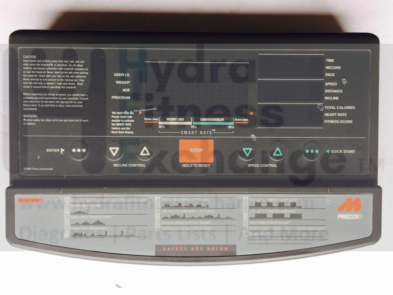 Precor Treadmill Upper Display Console for 9.21 9.21i F7 Serial Code 36460-101