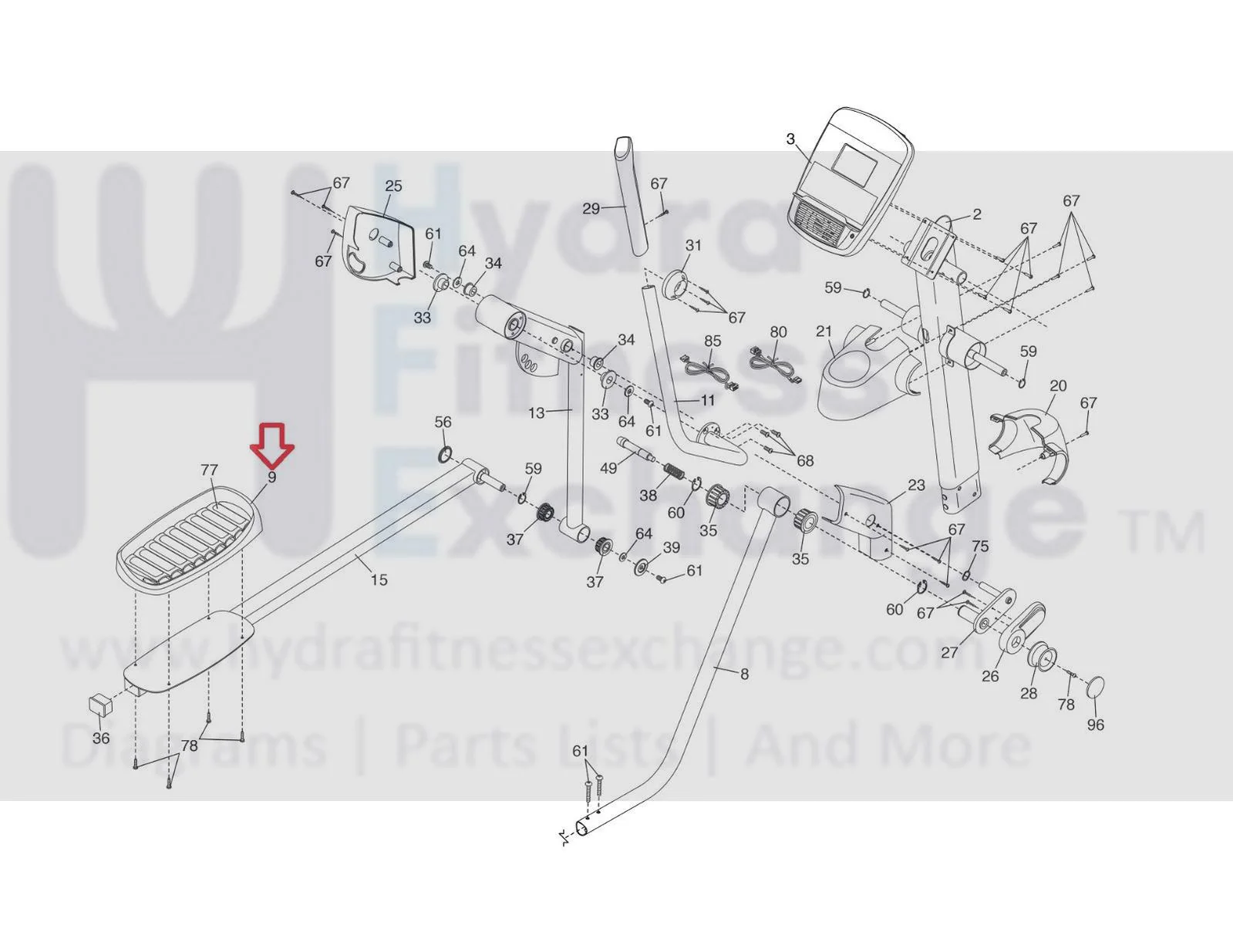 Proform 14.0 MME PFEL580150 Elliptical Right Pedal MFR- 349540 & 370121 - Image 2