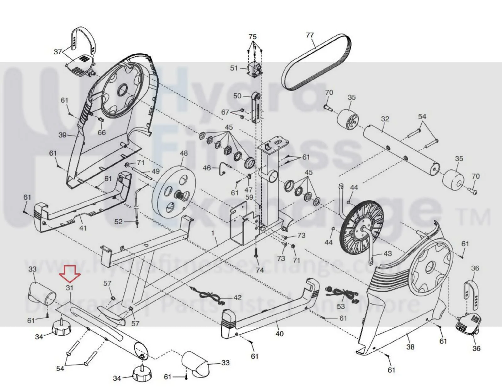 Proform 4.0 ES 425 ZLX XP 440 R Upright Bike Rear Stabilizer 317925 - Image 2