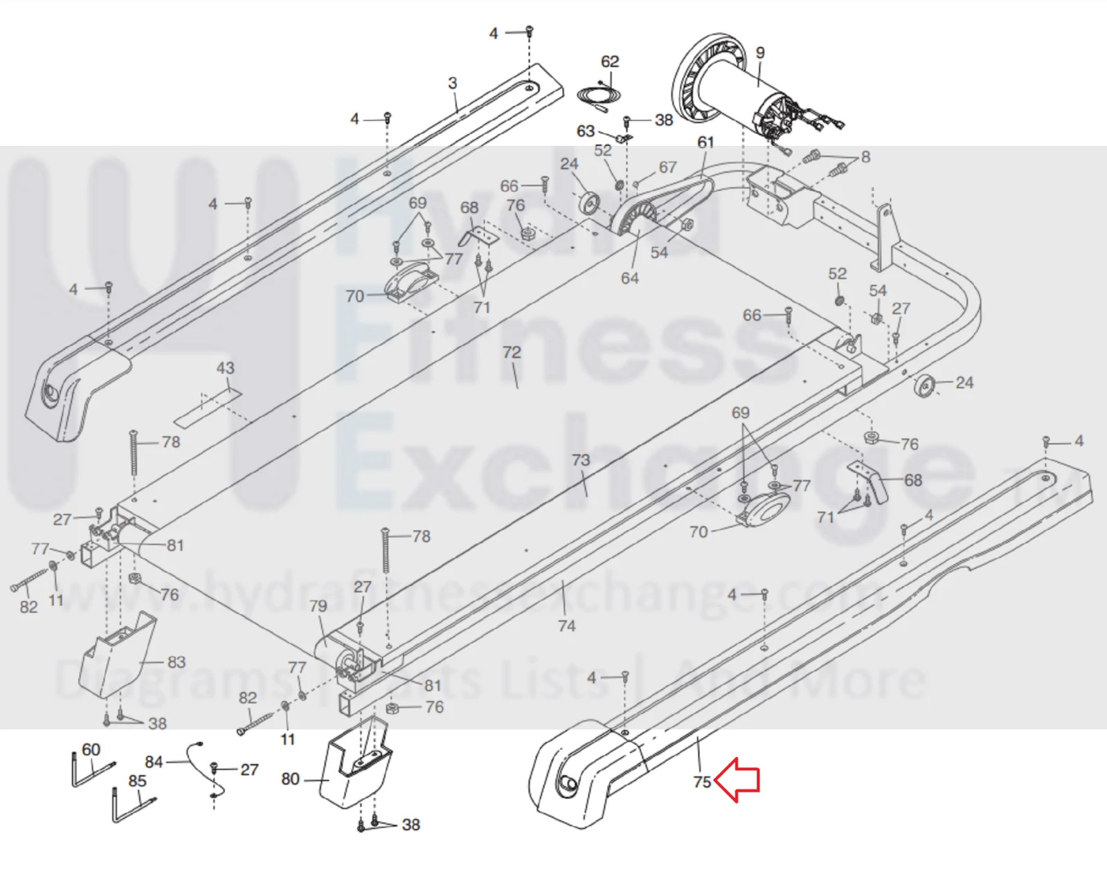 Proform 400 ZLT 6.0 ZT 3.0 XT C8 C80 Treadmill Right Deck Rail 241412 & 234194 - Image 2