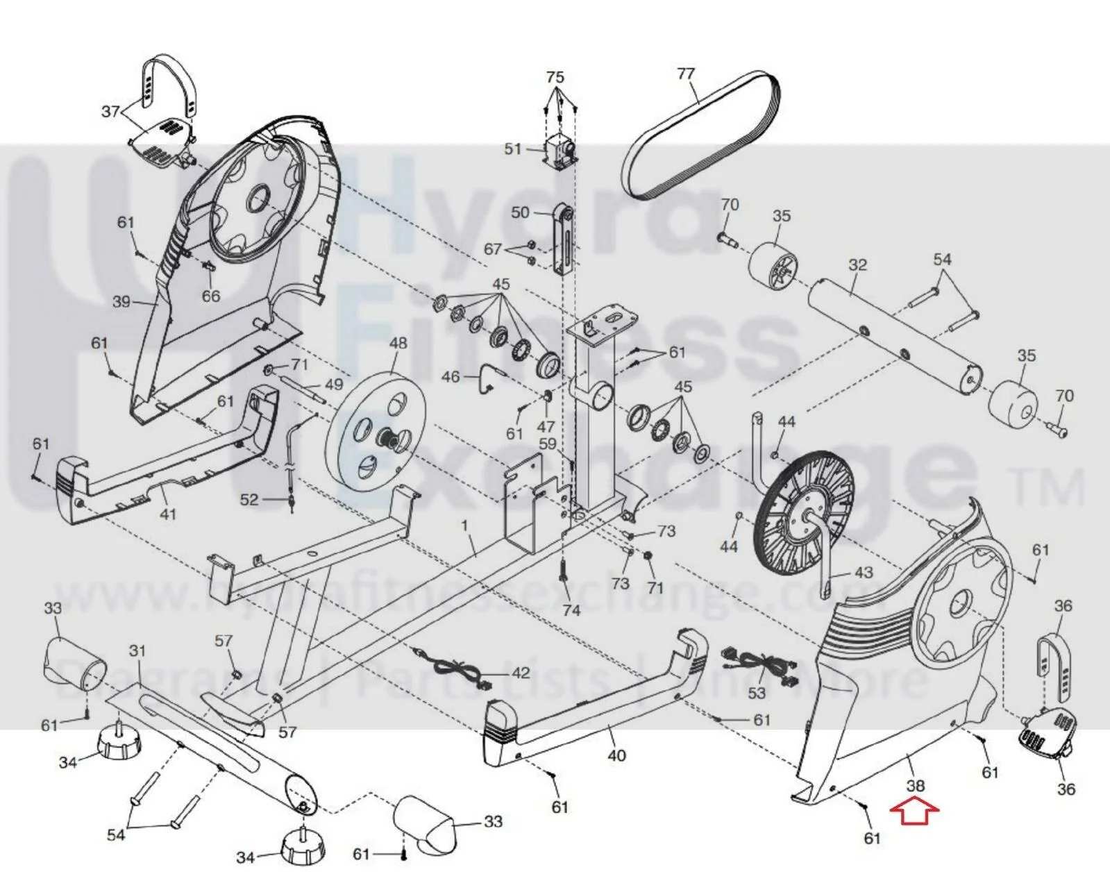 Proform 440 R 4.0 ES Upright Bike Right Front Frame cover MFR-317828 318156 - Image 3